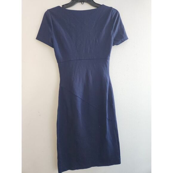 Diane Von Furstenberg Navy Blue "Bevina"Short Sleeve Sheath Dress size 0 - Picture 7 of 10